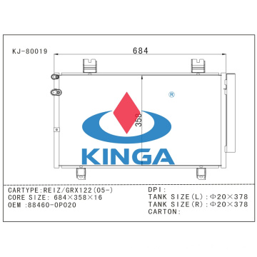 Piezas del condensador automático del sistema de refrigeración para Toyota Campy 92-96 Vcv 10 en